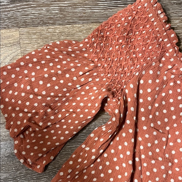 Jolt Rust Polka Dot Off-Shoulder Blouse - Picture 3 of 6